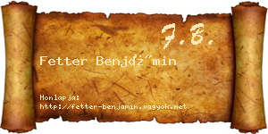 Fetter Benjámin névjegykártya
